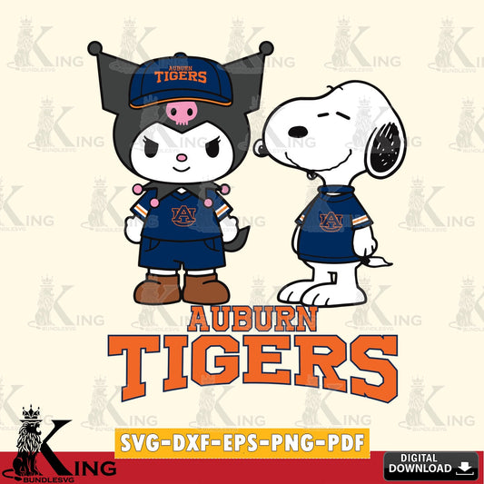 Auburn Tigers Kuromi Snoopy Football SVG file, Cricut, Cut file  , Digital Download , Instant Download, Sanrio svg, Clipart