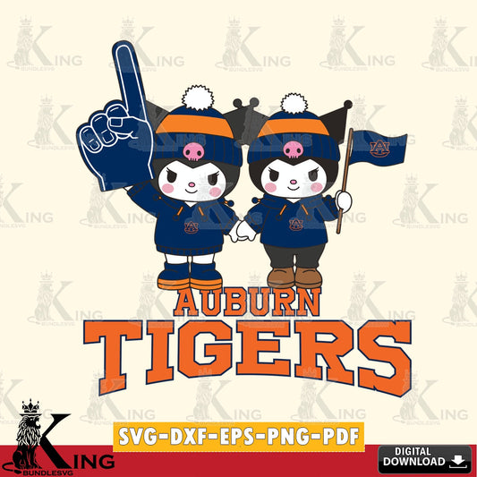 Auburn Tigers Kuromi rugby Fan SVG file, Cricut, Cut file  , Digital Download , Instant Download, Sanrio svg, Clipart