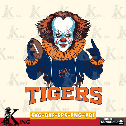 Custom design featuring Auburn Tigers Pennywise player football, a digital file for silhouette cameo and cricut projects.