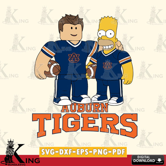 Auburn Tigers Roblox & Homer Simpson Football SVG file , NCAA Cricut,  File cut , Digital Download , PDF File