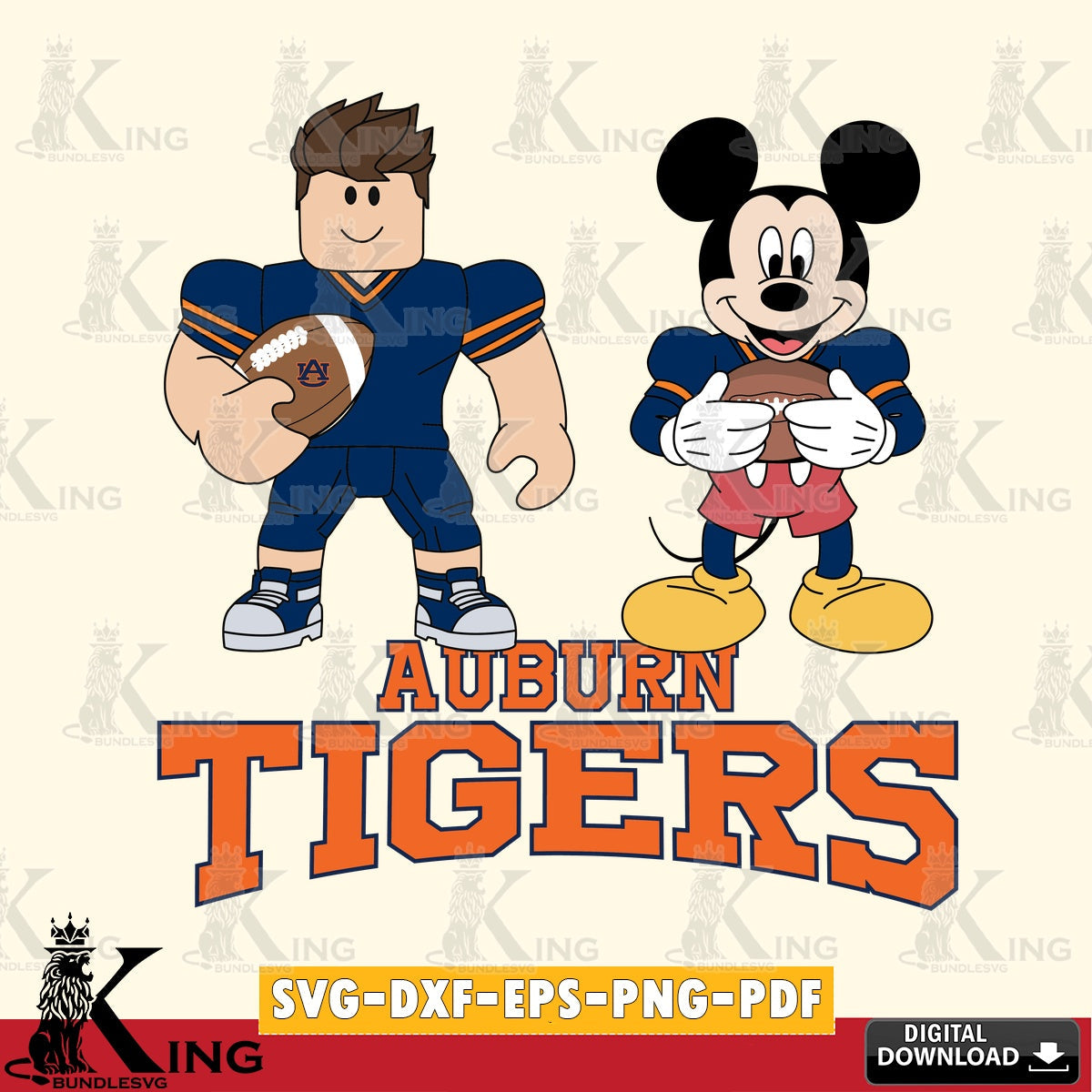 Auburn Tigers Roblox & Mickey Football SVG file , NCAA Cricut,  File cut , Digital Download , PDF File
