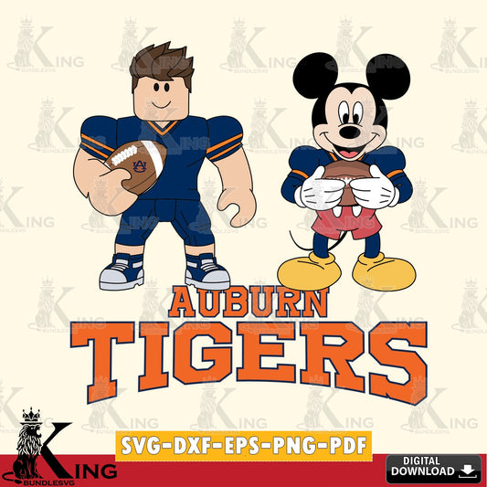 Auburn Tigers Roblox & Mickey Football SVG file , NCAA Cricut,  File cut , Digital Download , PDF File