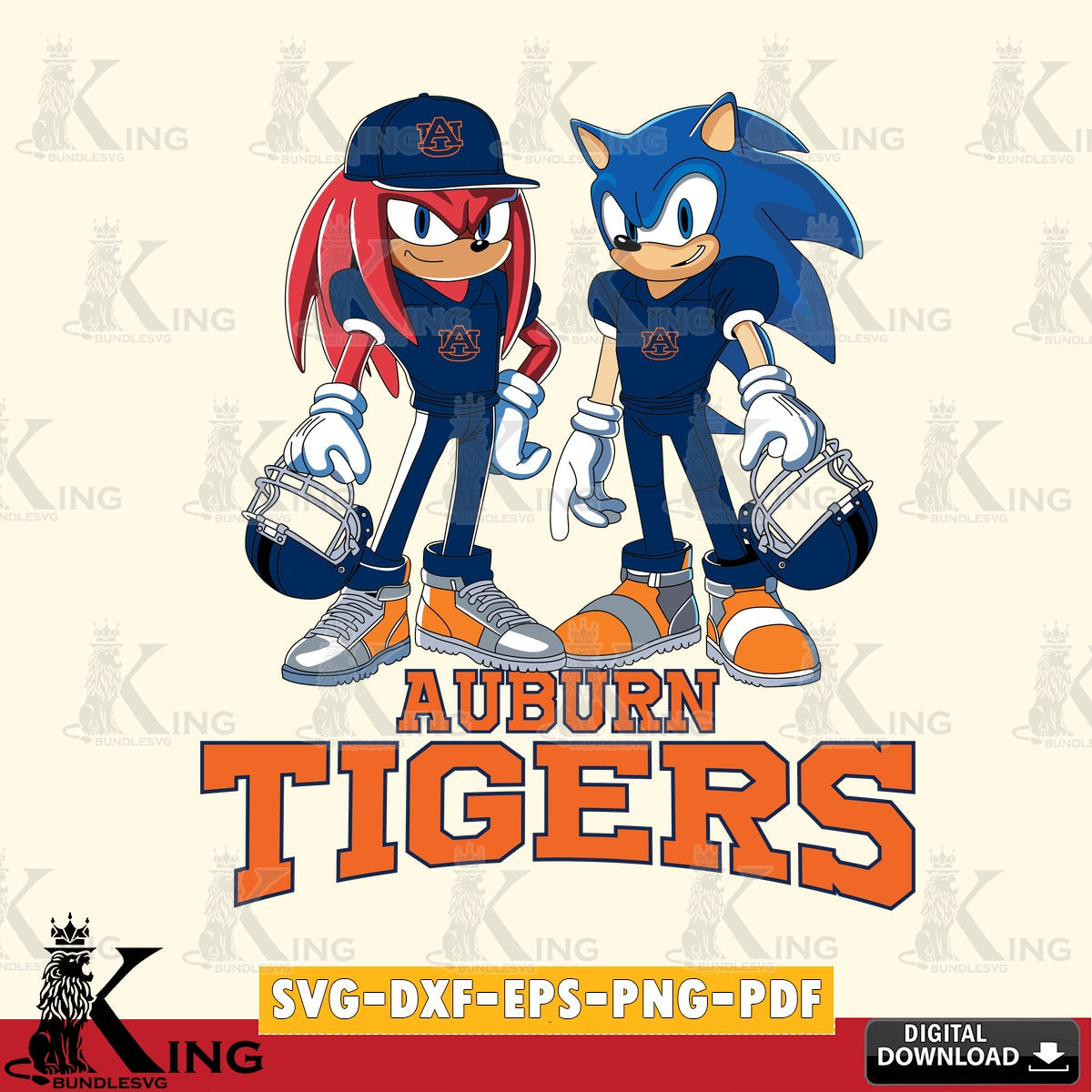 Auburn Tigers Sonic And Knuckles Player Football SVG file, Vector , Digital Download , PDF File , Instant Download