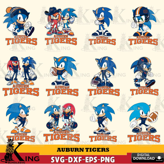 Auburn Tigers Sonic & Knuckles NCAA FootballBundle SVG file, Vector , Digital Download , PDF File , Instant Download