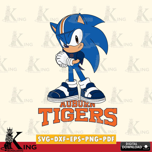 Digital download featuring a cute Auburn Tigers Sonic Football vector illustration for POD merchandise and apparel