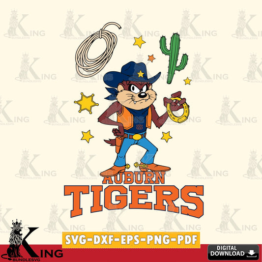 Auburn Tigers Taz Cowboy Western SVG file, Cut file  , Digital Download , Instant Download, Taz svg, NCAA svg