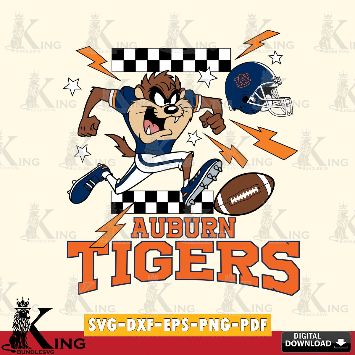 Auburn Tigers Taz Football Lightning SVG file, Cut file  , Digital Download , Instant Download, Taz svg, NCAA svg