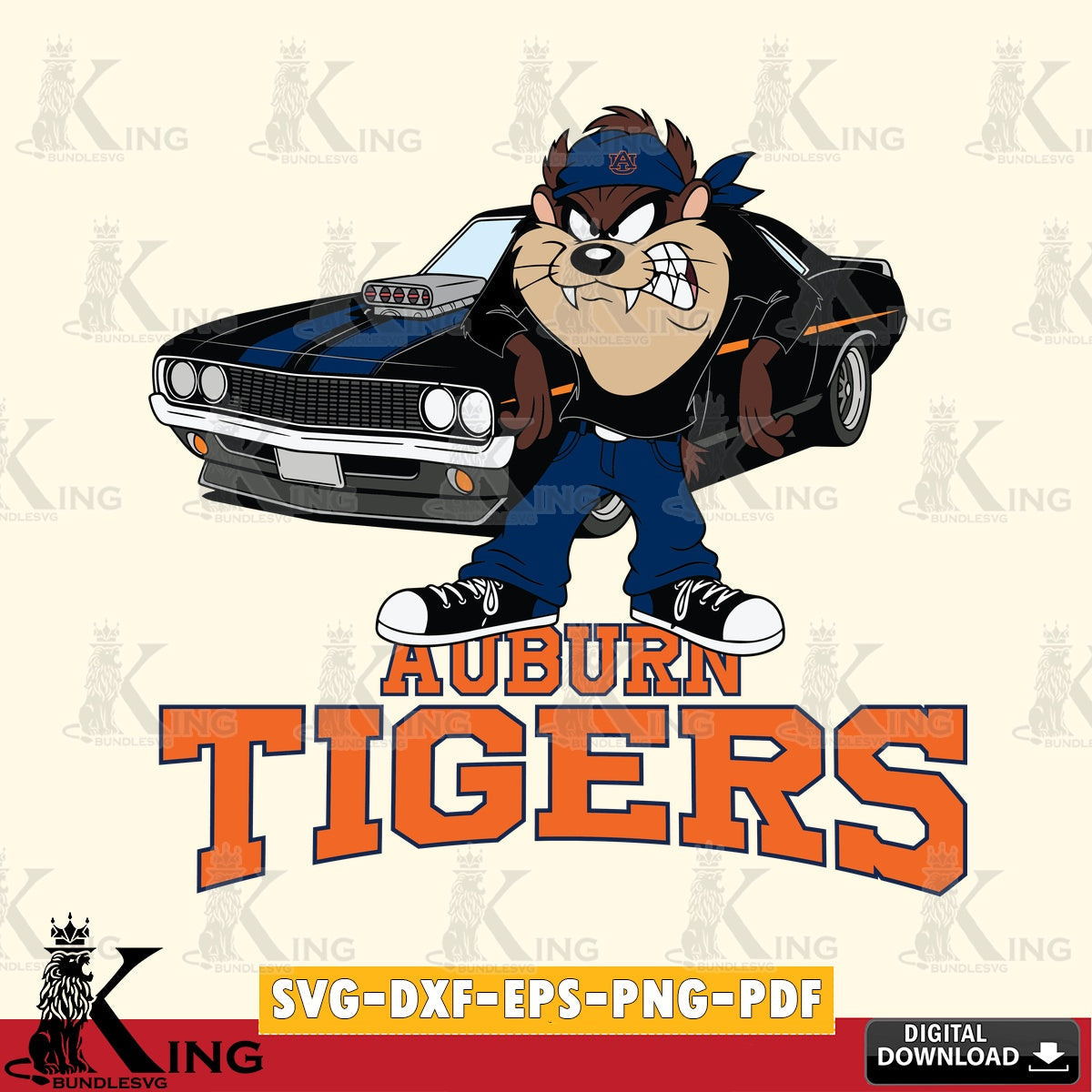 Auburn Tigers Taz Racing Car SVG file, Cut file  , Digital Download , Instant Download, Taz svg, NCAA svg