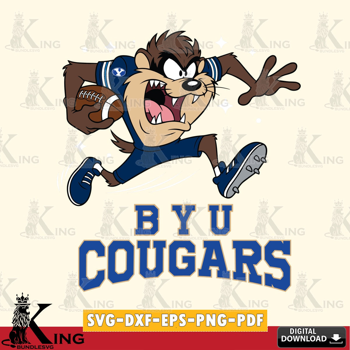 BYU Cougars Angry Taz Football SVG file, Cut file  , Digital Download , Instant Download, Taz svg, NCAA svg