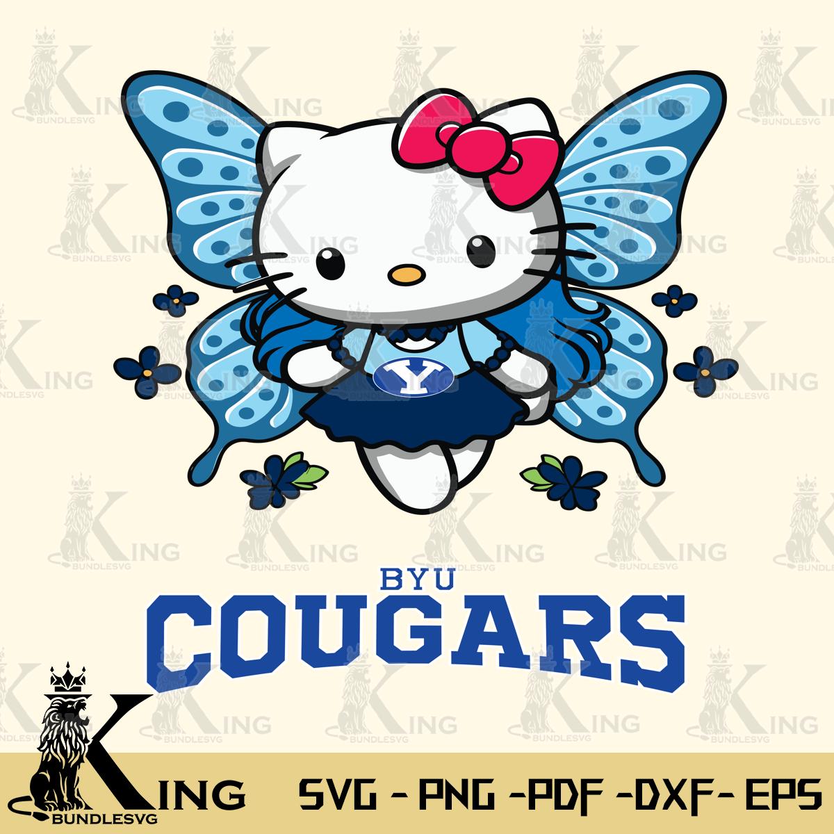 BYU Cougars Butterfly Kitty Charm Svg Eps Dxf Png File, Digital Download