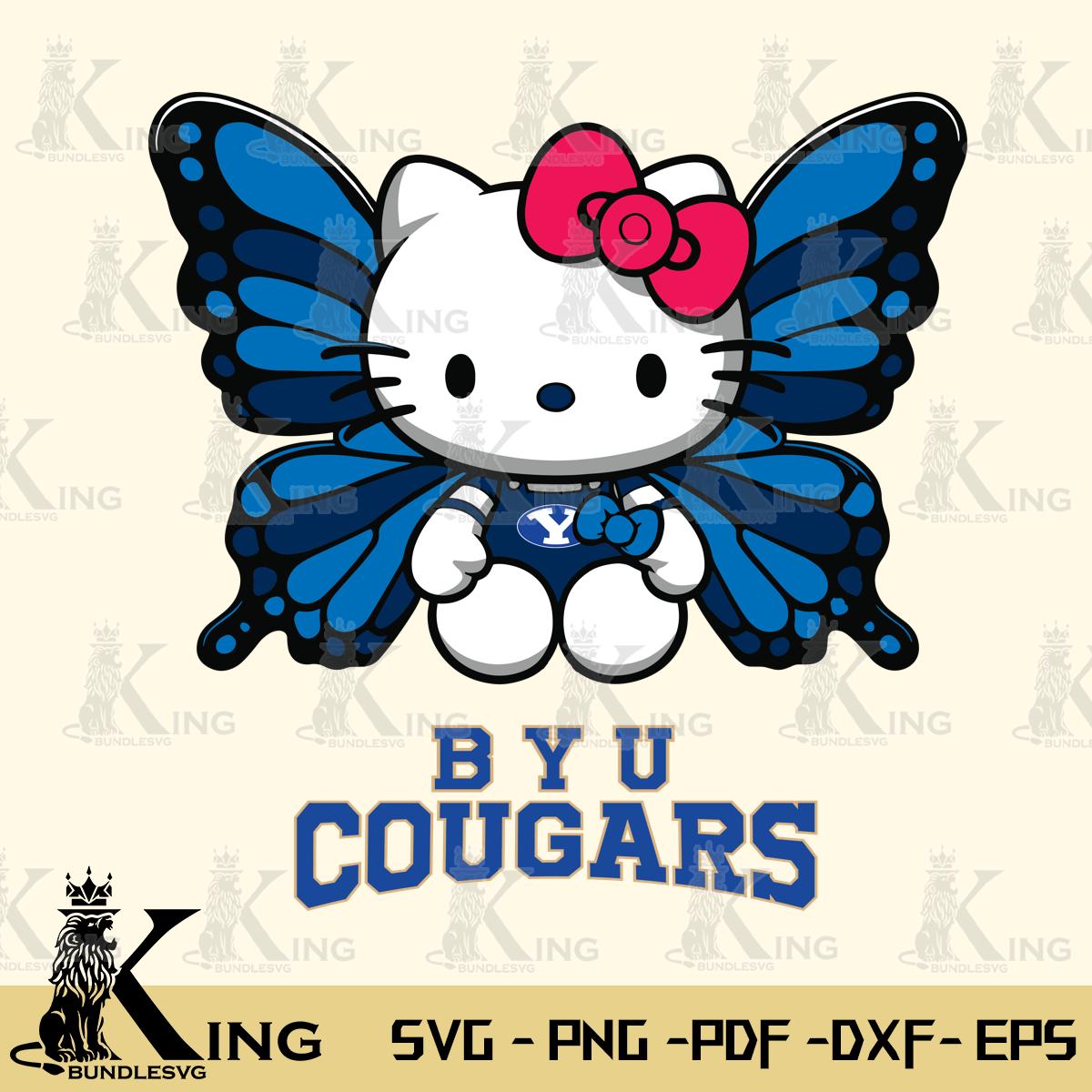 BYU Cougars Butterfly Kitty Delight Svg Eps Dxf Png File, Digital Download