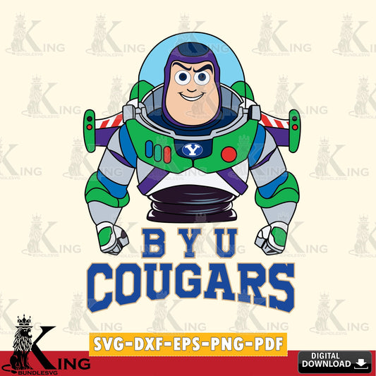 Beautiful illustration of BYU Cougars Buzz Lightyear football, a digital clipart compatible with laser engraving and cutting