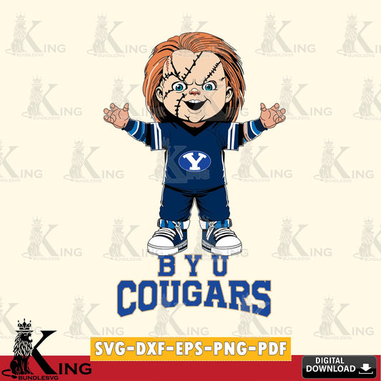 Hand-drawn style art of BYU Cougars Chucky Football, a printable vector design for sublimation and crafts
