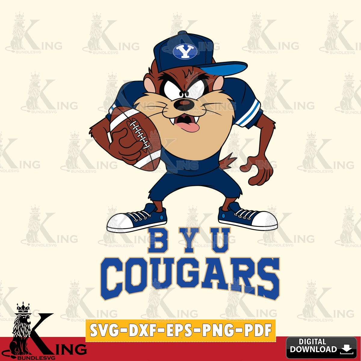 BYU Cougars Đồng phục bóng đá Taz SVG file, Cut file  , Digital Download , Instant Download, Taz svg, NCAA svg