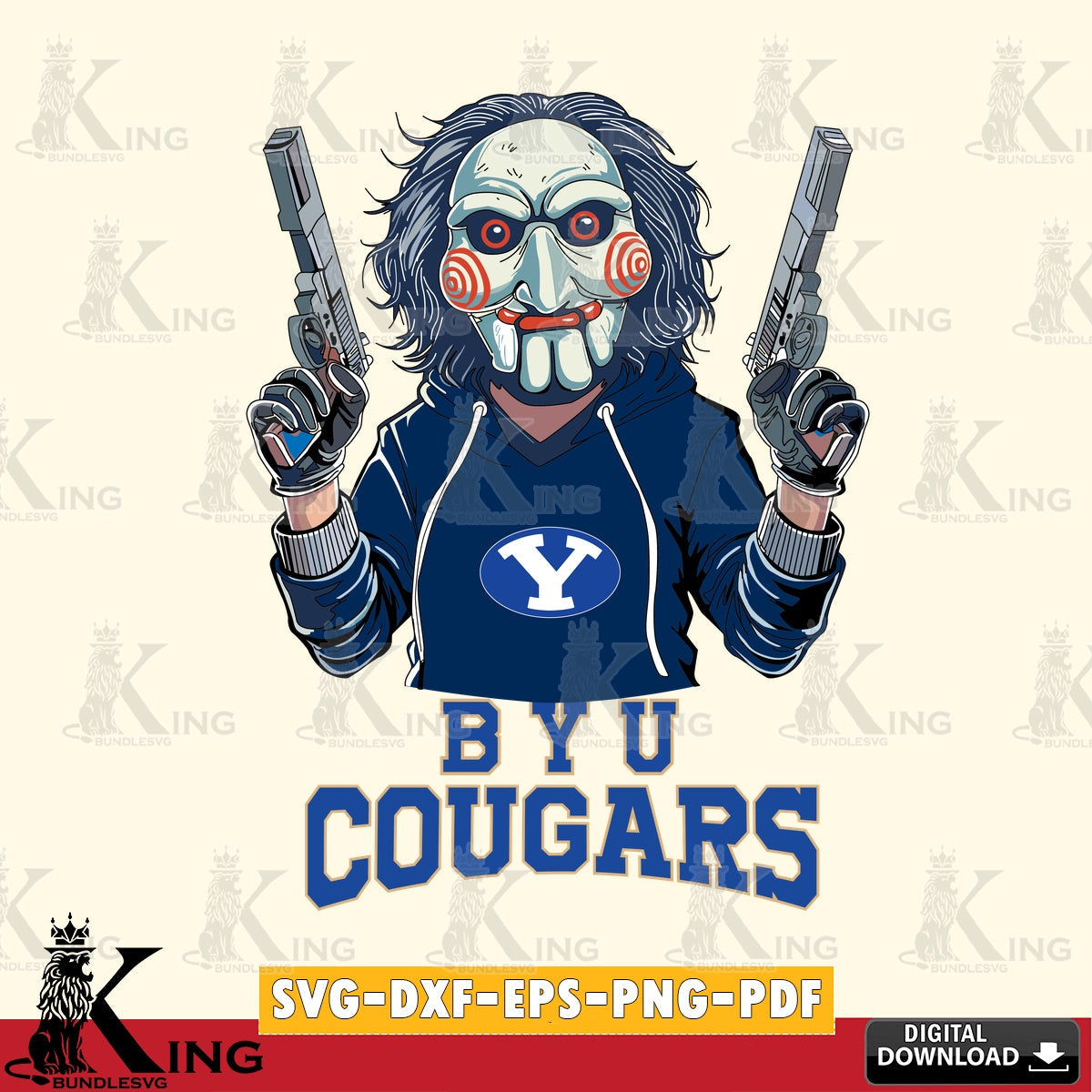 Beautiful illustration of BYU Cougars Jigsaw Billy Football, NCAA vector illustration for POD merchandise and apparel