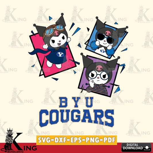 BYU Cougars Kuromi Action Football SVG file, Cricut, Cut file  , Digital Download , Instant Download, Sanrio svg, Clipart