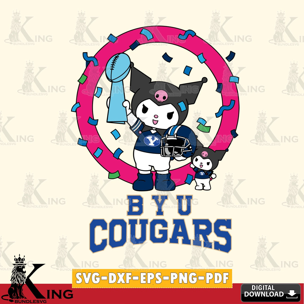 BYU Cougars Kuromi Football Champion SVG file, Cricut, Cut file  , Digital Download , Instant Download, Sanrio svg, Clipart