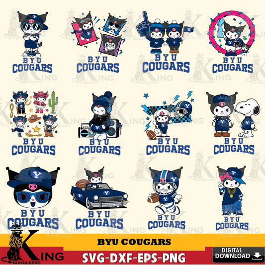 BYU Cougars Kuromi Football Jersey NCAA Bundle SVG file, Cricut, Cut file  , Digital Download , Instant Download, Sanrio svg, Clipart