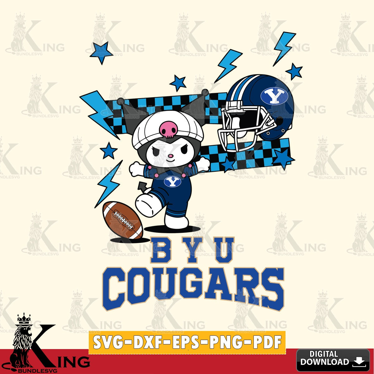 BYU Cougars Kuromi Game Day SVG file, Cricut, Cut file  , Digital Download , Instant Download, Sanrio svg, Clipart