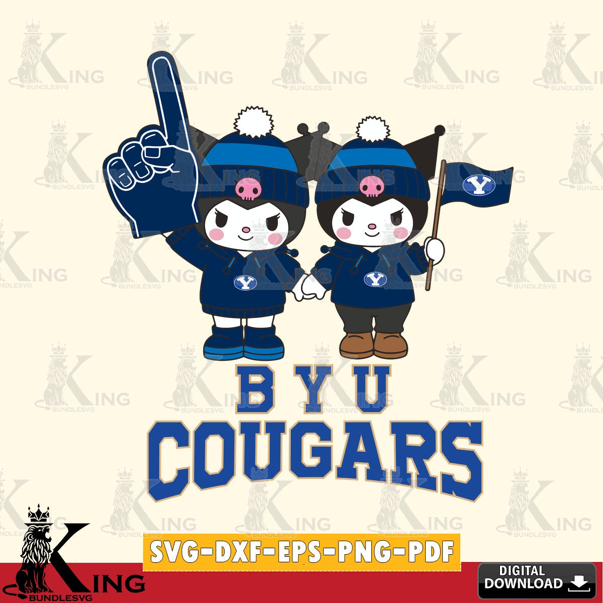 BYU Cougars Kuromi rugby Fan SVG file, Cricut, Cut file  , Digital Download , Instant Download, Sanrio svg, Clipart