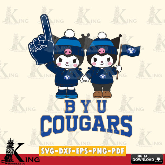 BYU Cougars Kuromi rugby Fan SVG file, Cricut, Cut file  , Digital Download , Instant Download, Sanrio svg, Clipart