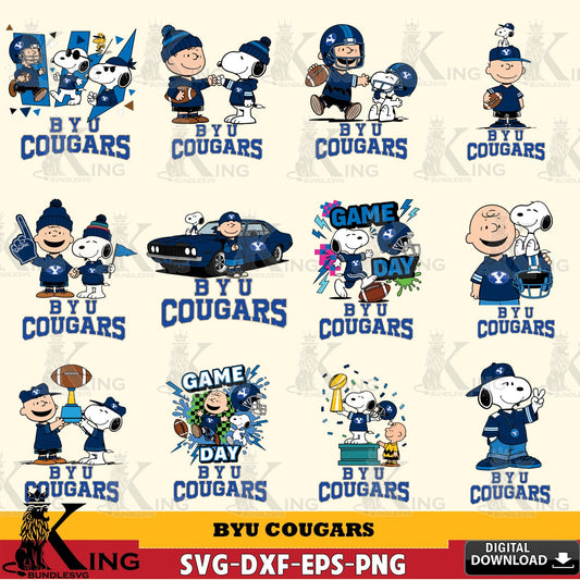 BYU Cougars Peanuts Football NCAA Bundle SVG, Cricut, Cut file  , Digital Download , Instant Download, Peanuts svg, NCAA svg, Football svg, Sport svg