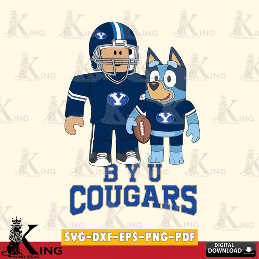 BYU Cougars Roblox & Bluey Football SVG file , NCAA Cricut,  File cut , Digital Download , PDF File