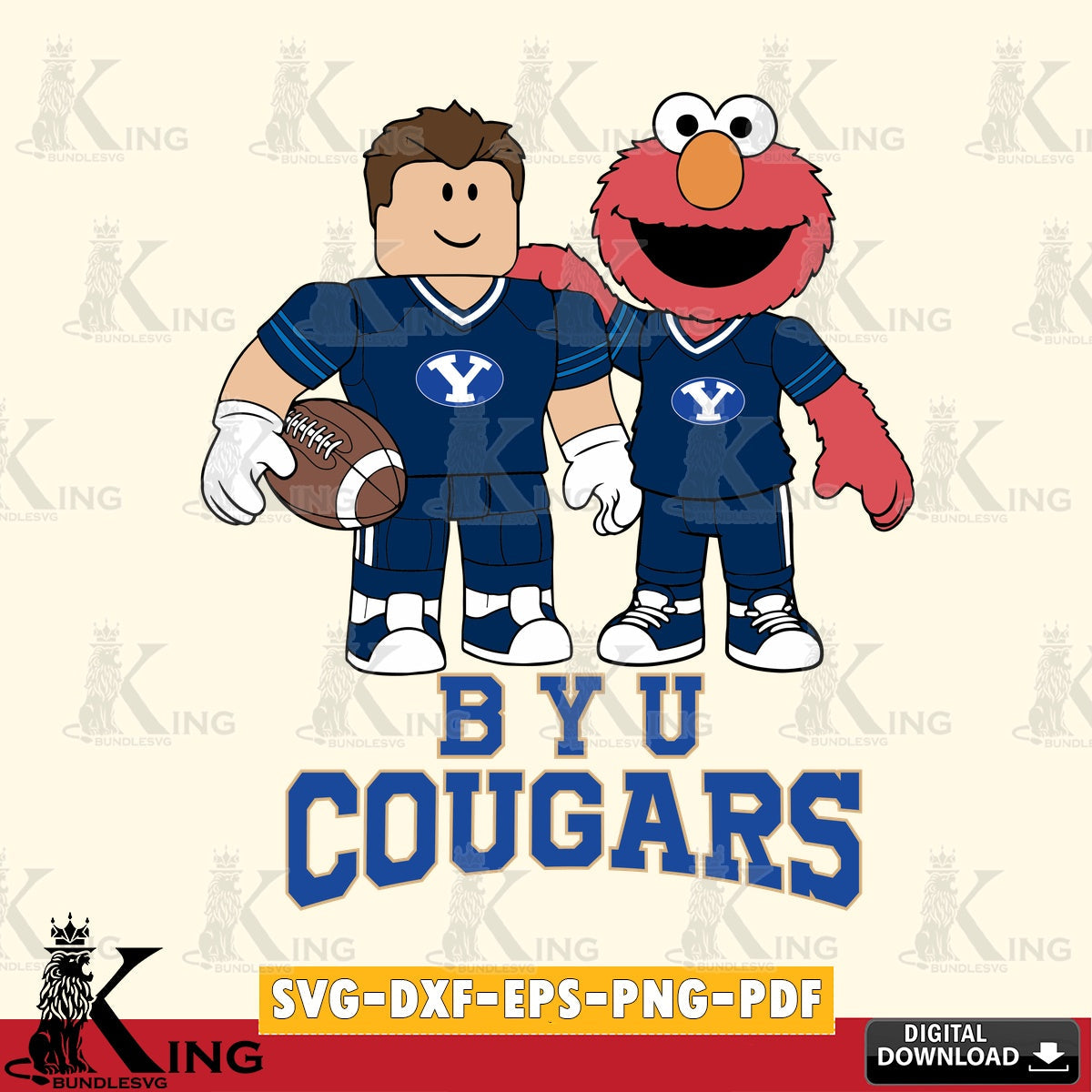 BYU Cougars Roblox & Elmo Football SVG file , NCAA Cricut,  File cut , Digital Download , PDF File