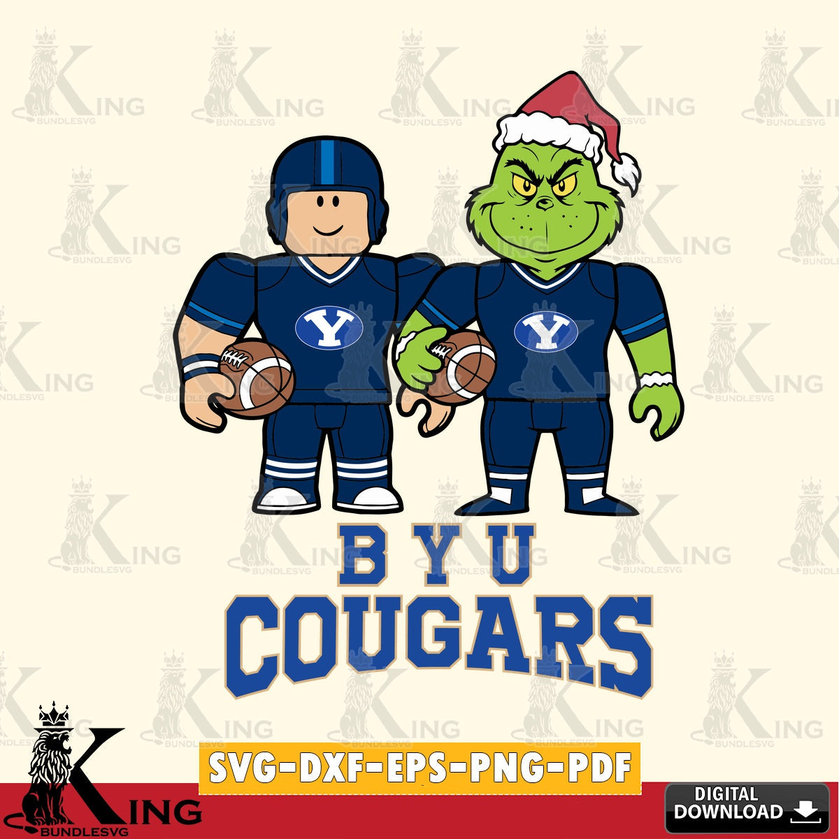 BYU Cougars Roblox & Grinch Football SVG file , NCAA Cricut,  File cut , Digital Download , PDF File