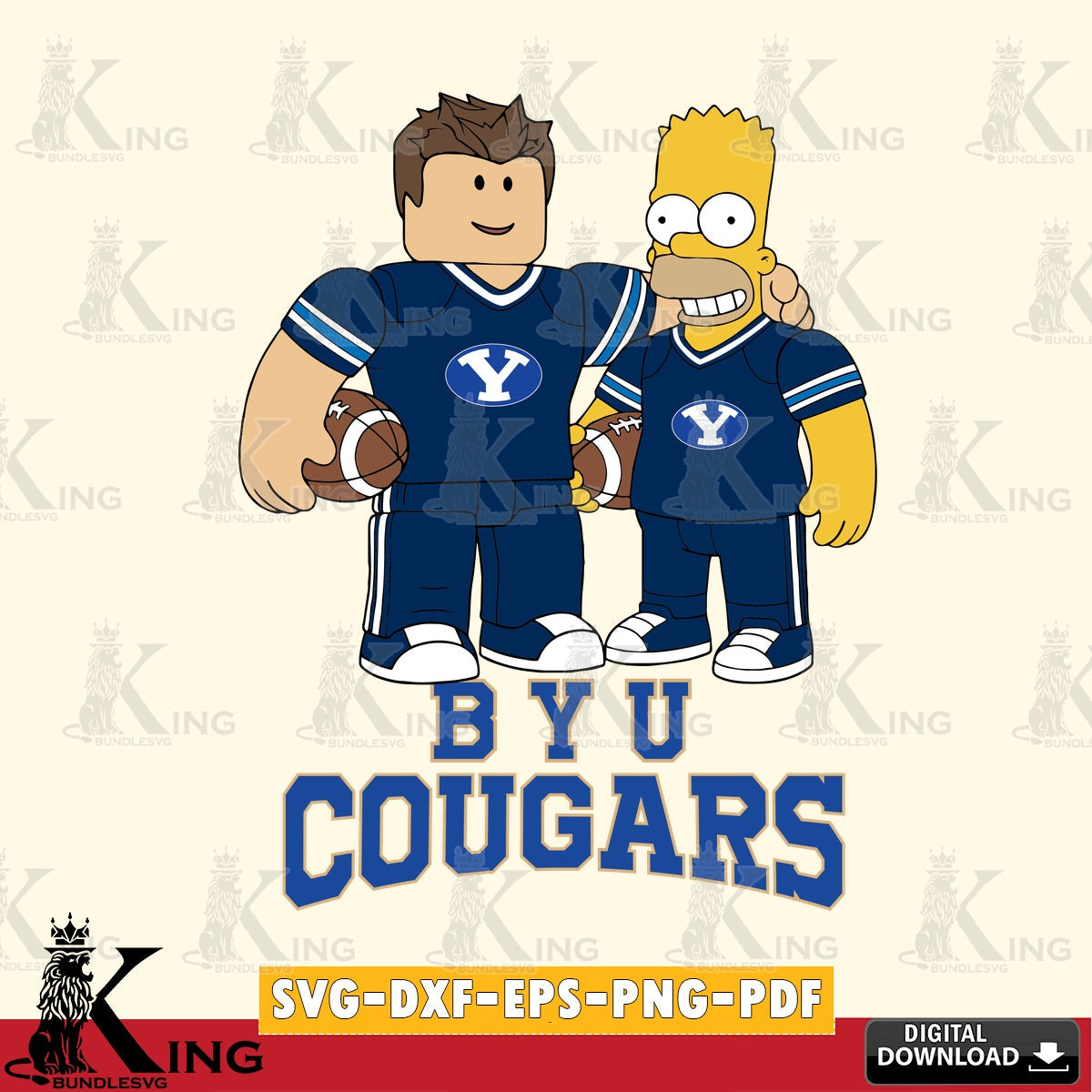 BYU Cougars Roblox & Homer Simpson Football SVG file , NCAA Cricut,  File cut , Digital Download , PDF File