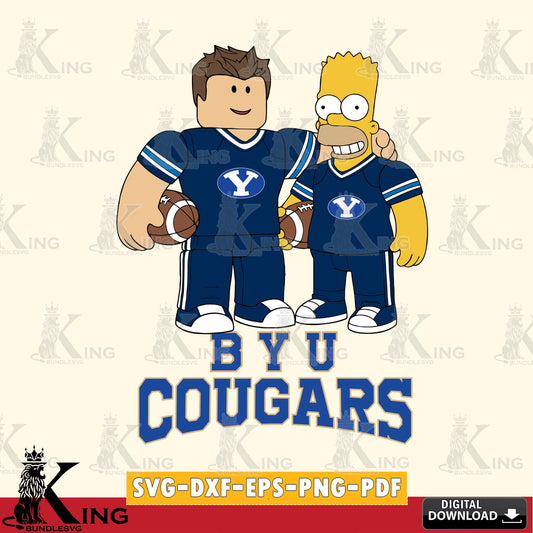 BYU Cougars Roblox & Homer Simpson Football SVG file , NCAA Cricut,  File cut , Digital Download , PDF File