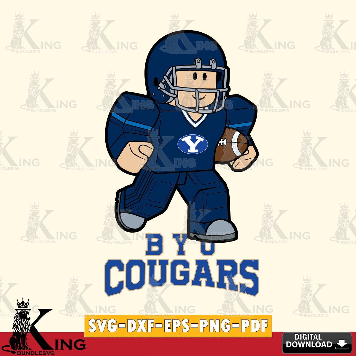 BYU Cougars Roblox Player Rugby SVG file , NCAA Cricut,  File cut , Digital Download , PDF File