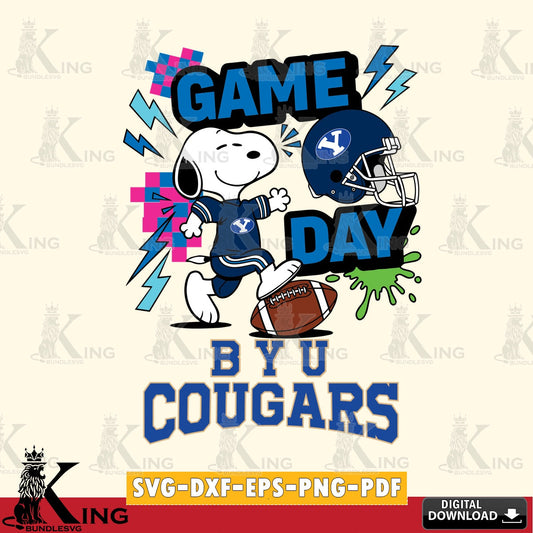 BYU Cougars Snoopy Game day SVG, Cricut, Cut file  , Digital Download , Instant Download, Peanuts svg, NCAA svg, Football svg, Sport svg