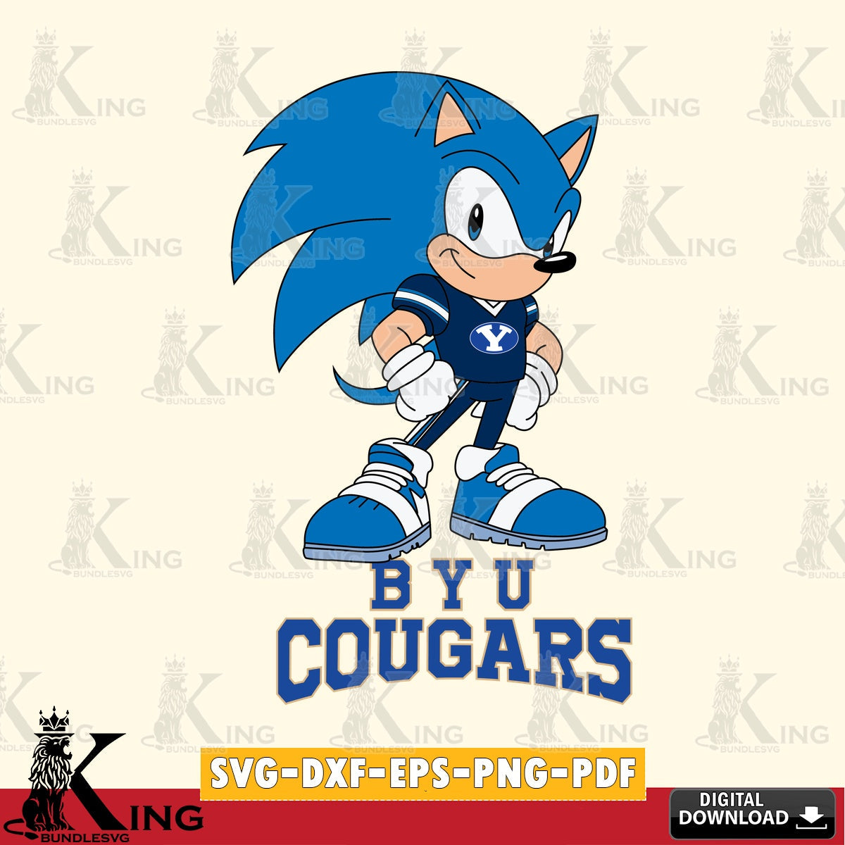 Creative design featuring BYU Cougars Sonic Football Star Mascot, versatile clip art for stickers, decals, and mugs.