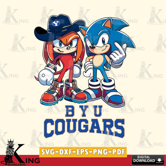 BYU Cougars Sonic & Knuckles Football Mascot SVG file, Vector , Digital Download , PDF File , Instant Download