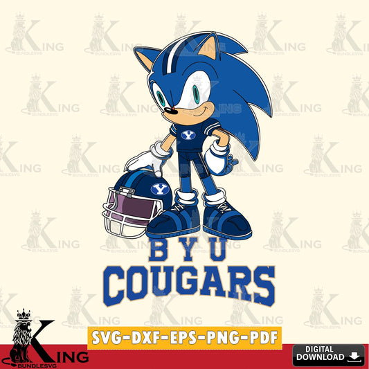 Modern graphic depicting BYU Cougars Sonic Player Football PNG clipart for sublimation printing and graphic design