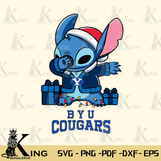 BYU Cougars Stitch Merry Christmas Svg Eps Dxf Png File, Digital Download