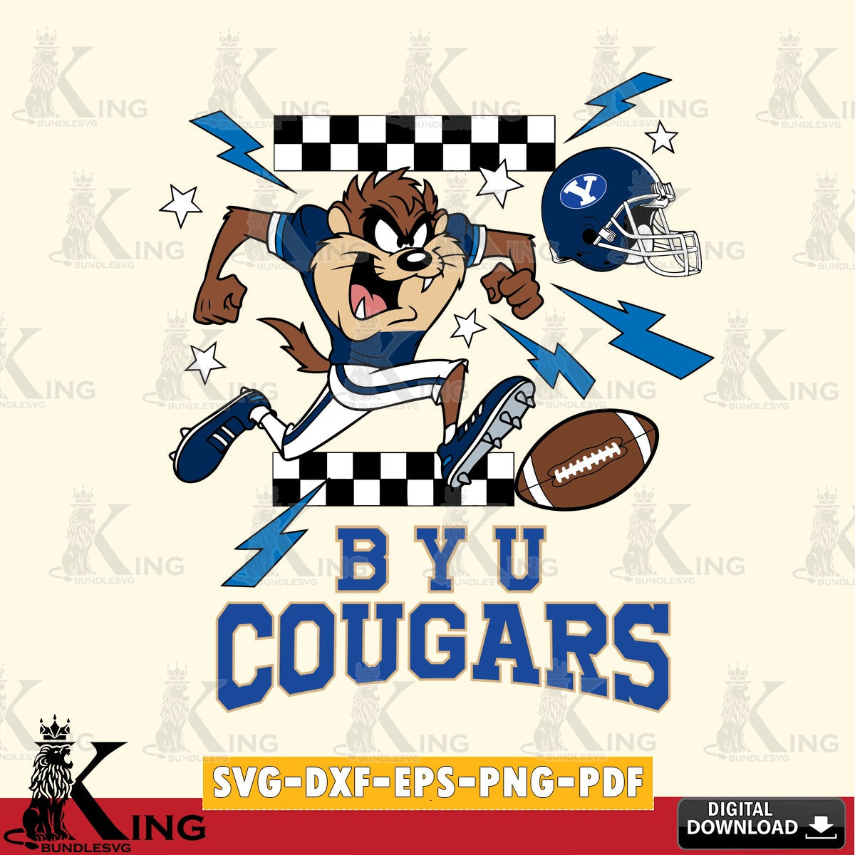 BYU Cougars Taz Football Lightning SVG file, Cut file  , Digital Download , Instant Download, Taz svg, NCAA svg