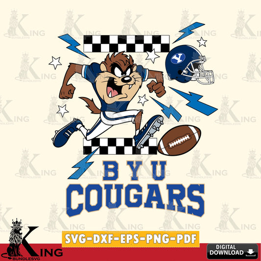 BYU Cougars Taz Football Lightning SVG file, Cut file  , Digital Download , Instant Download, Taz svg, NCAA svg