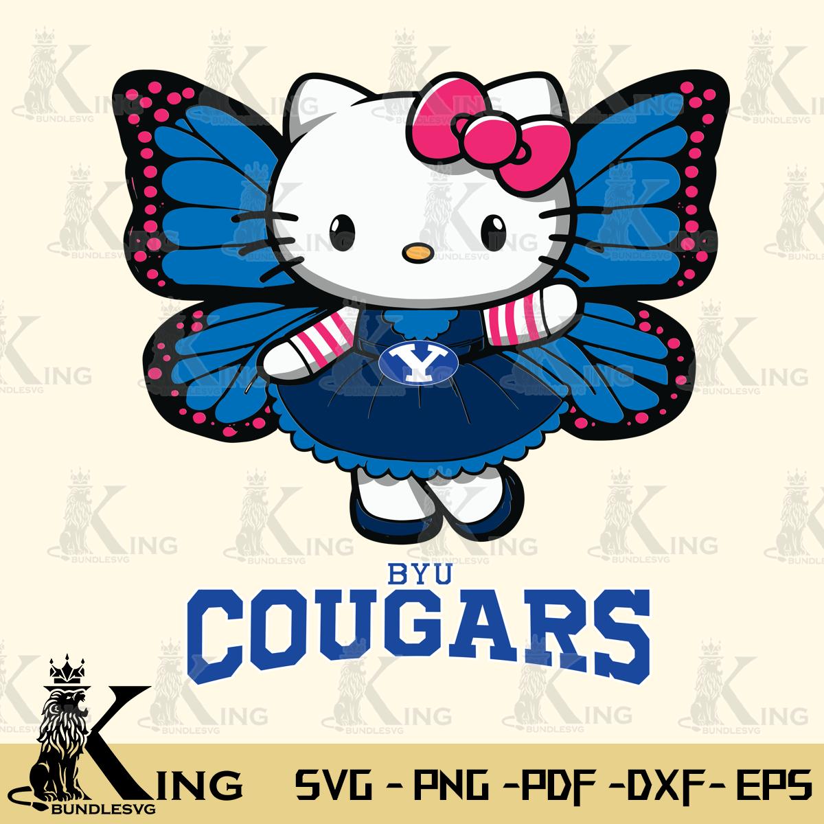 BYU Cougars Whimsical Kitty Wings Svg Eps Dxf Png File, Digital Download