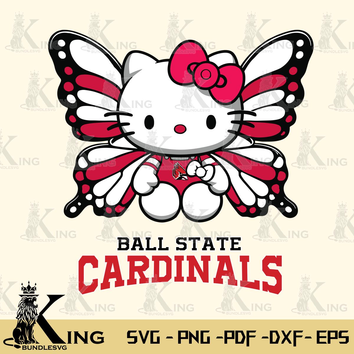 Ball State Cardinals Butterfly Kitty Delight Svg Eps Dxf Png File, Digital Download