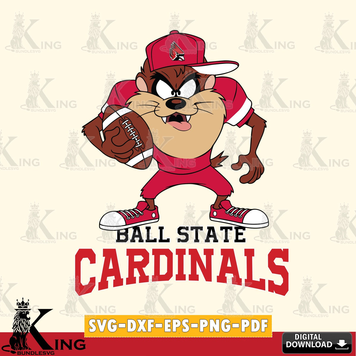 Ball State Cardinals Đồng phục bóng đá Taz SVG file, Cut file  , Digital Download , Instant Download, Taz svg, NCAA svg