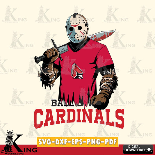 Digital download featuring Ball State Cardinals Jason Voorhees football, a printable vector design for sublimation and crafts