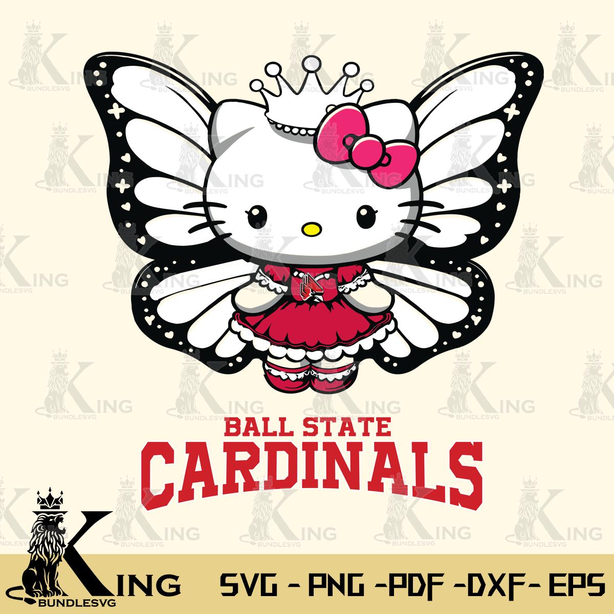 Ball State Cardinals Kitty Wings & Flowers Svg Eps Dxf Png File, Digital Download