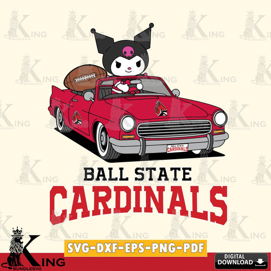 Ball State Cardinals Kuromi Car Football Game SVG file, Cricut, Cut file  , Digital Download , Instant Download, Sanrio svg, Clipart