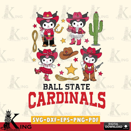 Ball State Cardinals Kuromi Cowboy Western SVG file, Cricut, Cut file  , Digital Download , Instant Download, Sanrio svg, Clipart