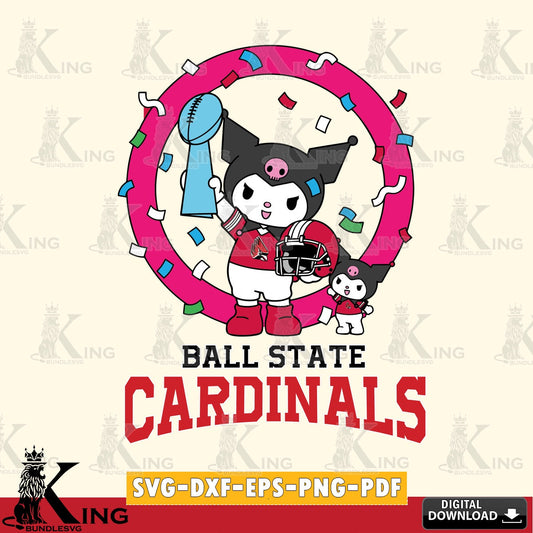 Ball State Cardinals Kuromi Football Champion SVG file, Cricut, Cut file  , Digital Download , Instant Download, Sanrio svg, Clipart