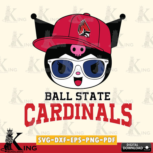 Ball State Cardinals Kuromi Football Cool SVG file, Cricut, Cut file  , Digital Download , Instant Download, Sanrio svg, Clipart