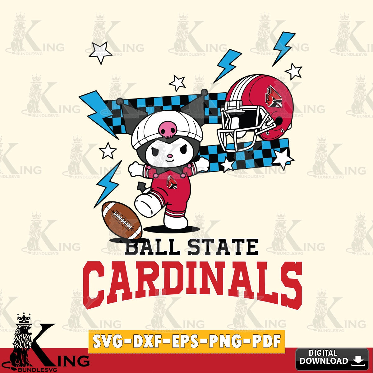 Ball State Cardinals Kuromi Game Day SVG file, Cricut, Cut file  , Digital Download , Instant Download, Sanrio svg, Clipart