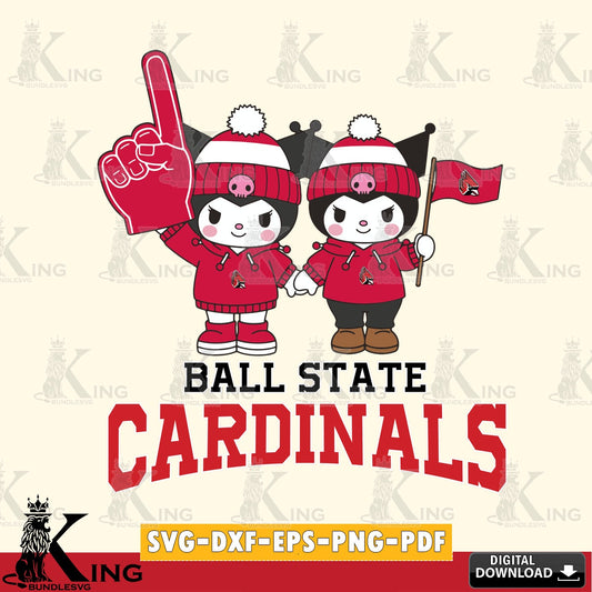 Ball State Cardinals Kuromi rugby Fan SVG file, Cricut, Cut file  , Digital Download , Instant Download, Sanrio svg, Clipart